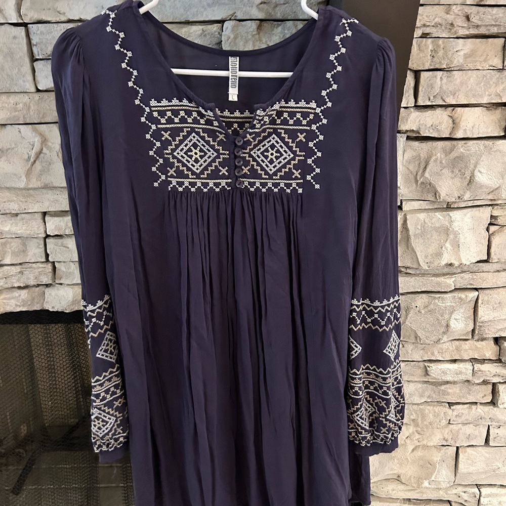 🪻EUC Deep Purple Embroidered Boho Tunic/Dress
